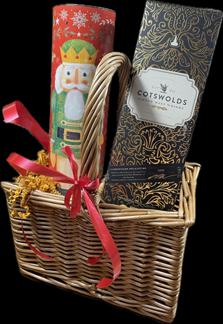 Cotswolds Whisky & Nutcracker Biscuit Basket